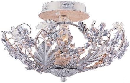 5305 Aw Abbie 3lt Semi Flush Antique White Finish With Hand Cut