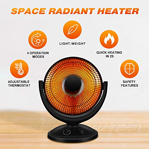 Kismile Oscillating Parabolic Space Heater with Thermostat and Timer