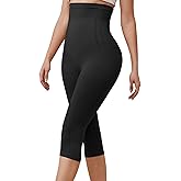 BampooPanPa Shapewear Tummy Control Body Shaper High Waisted Butt Lifting Slimmer Thigh Capri Leggings (Black, Medium)