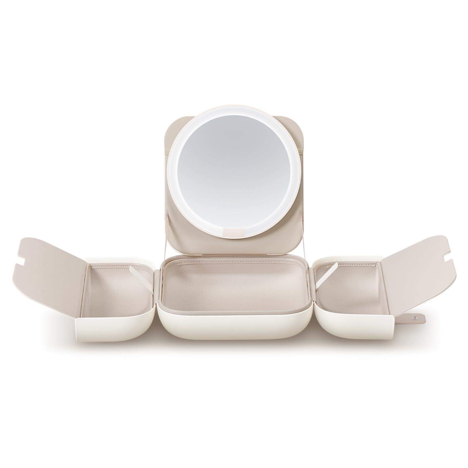 Photo 1 of AMIRO M2 Travel Makeup Bag with 5 Level Brightness & 3 Color LED Mirror, Portable Makeup Artist Organizer, White