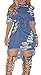 Qicool Womens Short Sleeve BF Style Ripped Distressed Hole Clubwear Party Denim Dress