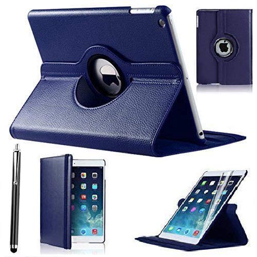 Leather Flip 360 Rotation Case For iPad 10.2" 7th/8th Generation (2019-2020) Corner Protection and Stand Feature (Include Stylus Pen) (Navy)