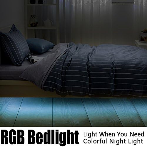 Motion Activated Bed Light, Iwonderful Flexible RGB LED Strip Sensor Night Light,Illumination with Automatic Shut Off Timer-Double Bed