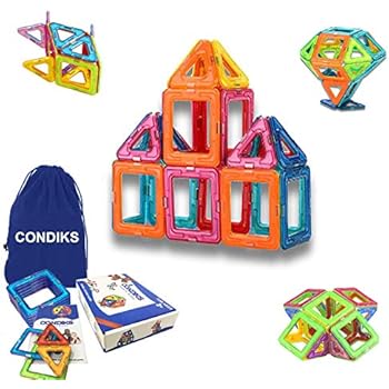 CONDIKS Magnetic Blocks 30Pcs Magnetic Building Blocks Set, Magnetic Tiles, Magnetic Toys Magnets for Kids or Toddlers, STEM Educational Construction Toys for Kids Girls Boys Age 2 3 4 5 6 7 Year Old