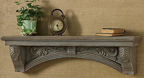 Mantel Shelf Aged Gray Dimensions: 9.25"h X 34.5"w X 6.5"d