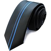 Yongchuantie 2.17'' Slim Ties for Men 5.5CM Skinny Fancy Designer Necktie Black Red White Blue Positioning Stripe Line Tie