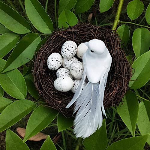 lwingflyer Artificial Bird Eggs Craft for Home Decor Garden Ornaments Speckled Fake Foam Bird Eggs for Wedding Party Decorative Photography Prop (10)