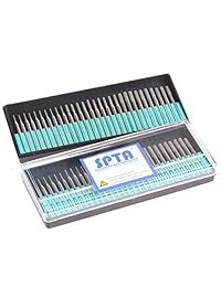 Puntas de diamante para taladro SPTA, set de 60 unidades, de 3mm, con cabeza de diamante molido y rebaba montada; y 5 unidades de desarmadores helicoidales para broca de 1 8", para herramienta rotativa Dremel Jade. Para joyería.