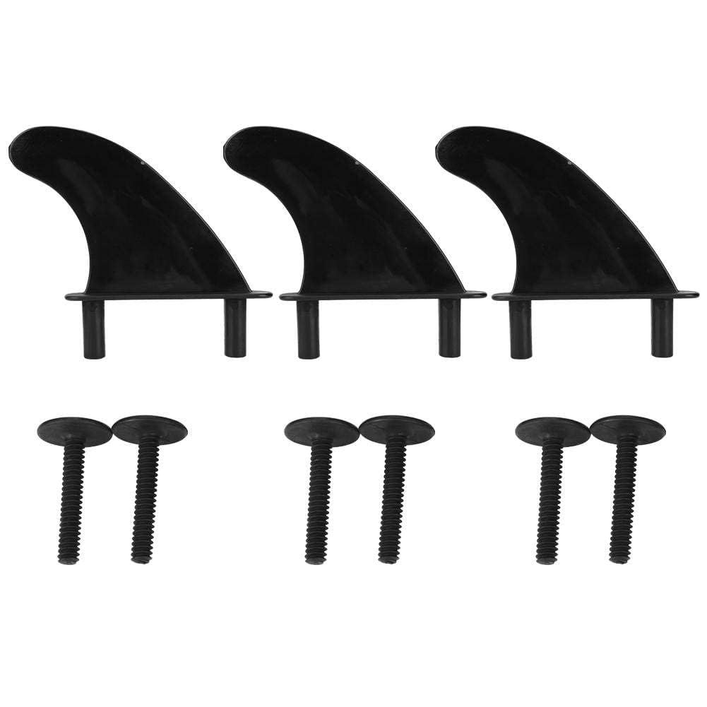 Vbest life 3 PCS Plastic Surfboard Fins Surfing Thruster Surf Fin Surfing Accessory Replacement Black(Black),boating