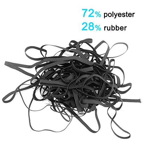 Set of 2, Braided Elastic, findTop Braided Polyester Elastic, 11 Yard by 1/4 inch, Black & White