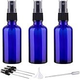 Hydior 2oz Small Fine Mist Spray Bottles For Essential Oils, Blue Glass Spray Bottle 3 Pack