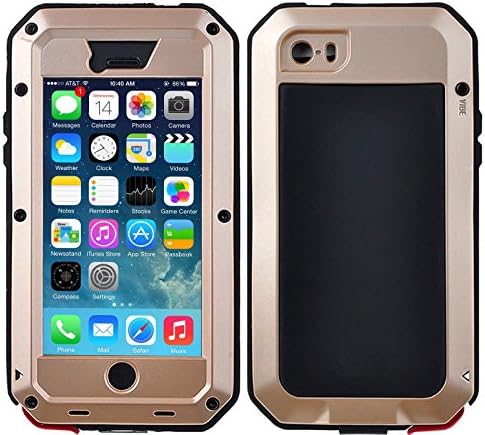 iPhone 8 Plus Case, Purpplex Full Body Protective Shockproof Dustproof Waterproof Luxury Aluminum Alloy Metal Gorilla Glass Cover Case for Apple iPhone 8 Plus / iPhone 7 Plus - Gold