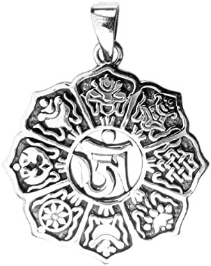 EXD Lotus Ohm om Yoga Buddha Namaste Filigree 925 Sterling Silver Pendant Jewelry II (Pendant) (Pendant)