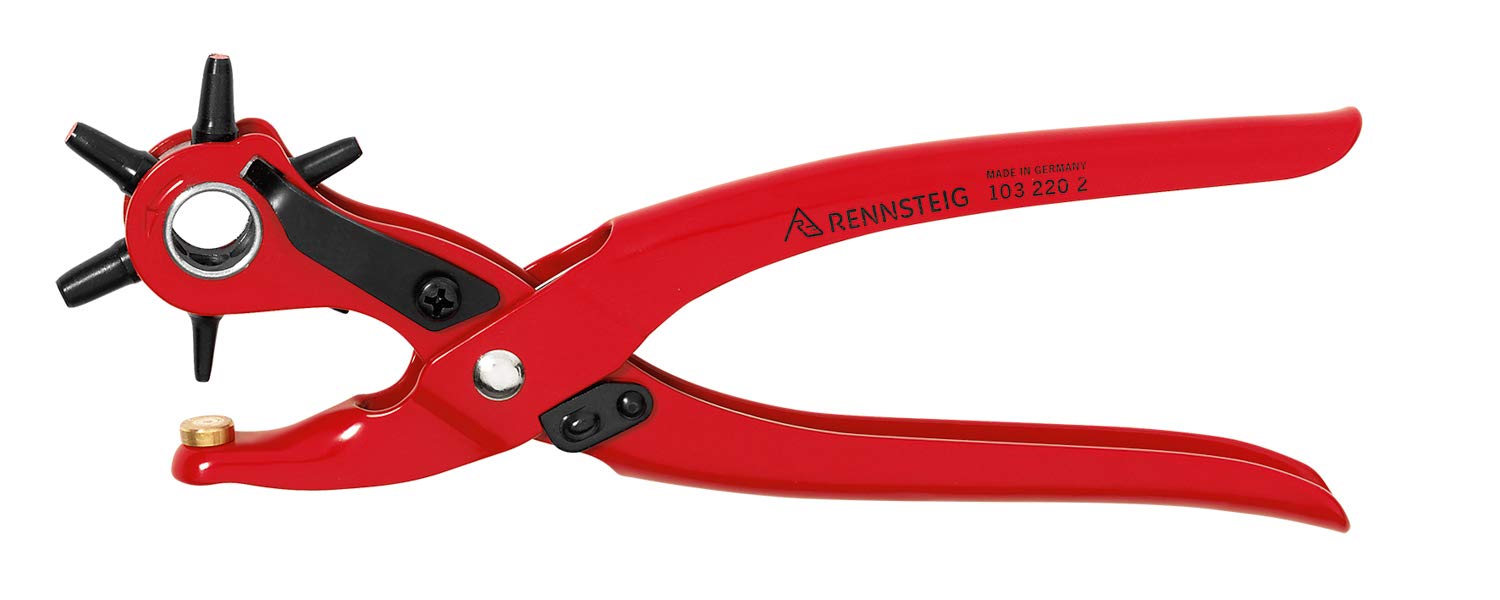 Rennsteig 103 220 2 Powder Coated Revolving Punch Pliers, Red