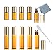 SIMPLE-E Set of 10 Refillable Amber 5ml (5PCS) 1/6oz + 3ML (5PCS) Roll on Glass Bottle for Essential Oil - Empty Aromatherapy Perfume Bottles with Metal Roller Ball + FREE Pipette Dropper