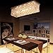 Modern Art Deco Rectangle Chandelier Lighting Crystal Ball Pendant Flushmount Home Ceiling Lamp Fixture for Bedroom,Living Room,Foyer L31.5 x W10 x H8.8 inch of CRYSTOP