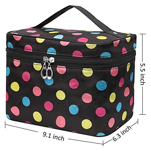 Shaui&Rulyn Women Portable Cosmetic Bag Cute Makeup Travel Case Multifunctional Make up Bag,Toiletry Bag Travel Bags for Women Girls (Polka Dots) 2 Shaui&Rulyn Women Portable Cosmetic Bag Cute Makeup Travel Case Multifunctional Make up Bag,Toiletry Bag Travel Bags for Women Girls (Polka Dots)