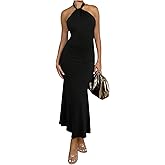 SOLY HUX Women's Bodycon Maxi Dress Halter Neck Sleeveless Backless Twist Party Club Going Out Long Dresses