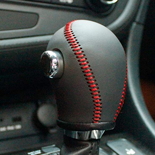 JI Loncky Black Genuine Leather Gear Shift Knob Cover for 2012 2013 Kia