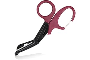 GRICARE Trauma Shears Medical Scissors with Carabiner, 7.5" Bandage Nursing Scissors, Premium Fluoride-Coated Surgical Scissors for Nurses, Doctors, Nursing Students, First Aid, EMT and EMS Burgundy