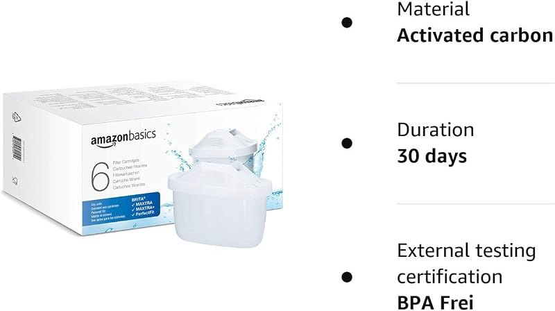 Filtri per acqua, adatto e compatibile con tutte le caraffe BRITA, incluse le PerfectFit, 6 unità, confezione da 1