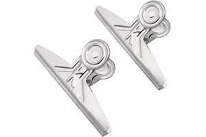 Coideal Extra Large Bulldog Clips - 2 PCS 20cm Jumbo Stainless Steel XL Bull Binder Paper Clip Clamps for Office (Sliver, 7 7/8 Inch)