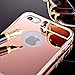 For iPhone 5 5s Case, Roybens Luxury Metal Air Aluminum Bumper Detachable + Mirror Hard Back Case 2 in 1 Cover Ultra-Thin Frame For Apple iPhone 5 5s - Retail Packaging(RoseGold)