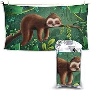 WOCNEMP Cute Sloth Outdoor Sport Towel Large Beach Towel Quick Hair Dry Towel Sandproof Microfiber Beach Towel 27.5” X 51”(70 * 130cm) best For Gym Travel Camp Yoga Fitnes