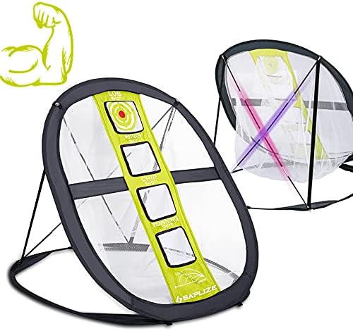 SAPLIZE Golf Chipping Net, Strongly Stable Pop Up X-Shaped Golfing Target Net for Indoor/Outdoor/Backyard Accuracy and Swing Practice, Portable Golf Training Net SAPLIZE Golf Chipping Net, Strongly Stable Pop Up X-Shaped Golfing Target Net for Indoor/Outdoor/Backyard Accuracy and Swing Practice, Portable Golf Training Net