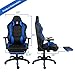 Kinsal Ergonomic High-Back Large Size Gaming Chair, Office Desk Chair Swivel Blue PC Gaming Chair with Extra Soft Headrest, Massage Lumbar Support and Retractible Footrest (Blue)