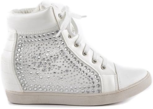 Lauren Lorraine Sassoon White Leather Embellished Hidden Wedge High-Top Sneaker