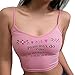 F_topbu Women Tank Crop Tops Teen Girls Letter Print Sleeveless Blouse Solid Halter Cami Shirt Camisoles Pink