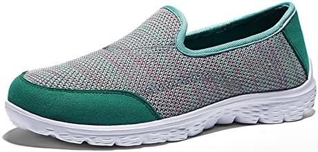 HQUEC Womens Lightweight Walking Shoes Fashion Sneakers Memory Foam Slip On Casual Loafers Green 10.5US