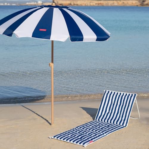 Strandstuhl - Für Strand und Pool - Einfacher Transport, Kippbarer - Rückentasche - Leichtgewicht - Polyester - Marineblau