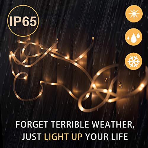2 Pack Solar Rope Lights Outdoor LED String Lights Decorative Lights for Garden Patio Party Yard Warm White 23FTx2