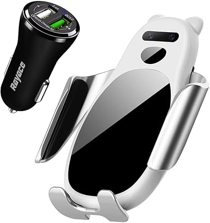 Amazon 車載qi ワイヤレス充電器 Qc3 0シガーソケットセット 車載 ホルダー エアコン吹き出し口 電動式 自動開閉 15w 10w 7 5w 急速充電器 360度回転 かわいいデザイン 片手操作 取り付け簡単 車載充電器 Iphone等 携帯電話ホルダー 車 バイク