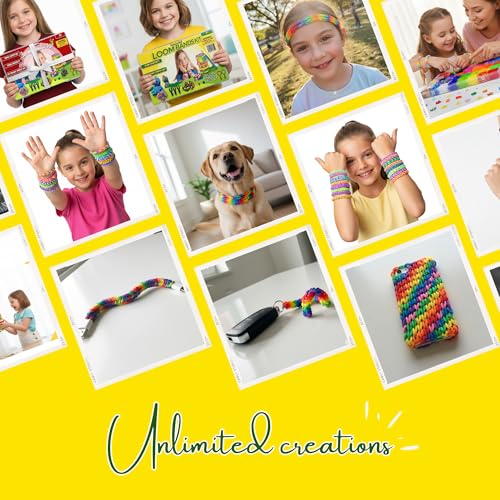 Loomartic 6000+Elastic Rubber Loom Bands Kit Premium Quality Loom Bands Kits for Girls in 20 Multi Colors with Bracelet Beads for Friendship Bracelet Making kit for Girls and Birthday Gifts for Kids