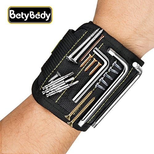 Magnetic Wristband, BetyBedy Band Tool Holder with 10 Powerful Magnets for Holding Screws, Nails, Drill Bits and Other improvements - Perfect for DIY Handyman, Men, Women(1 Pack, Black)