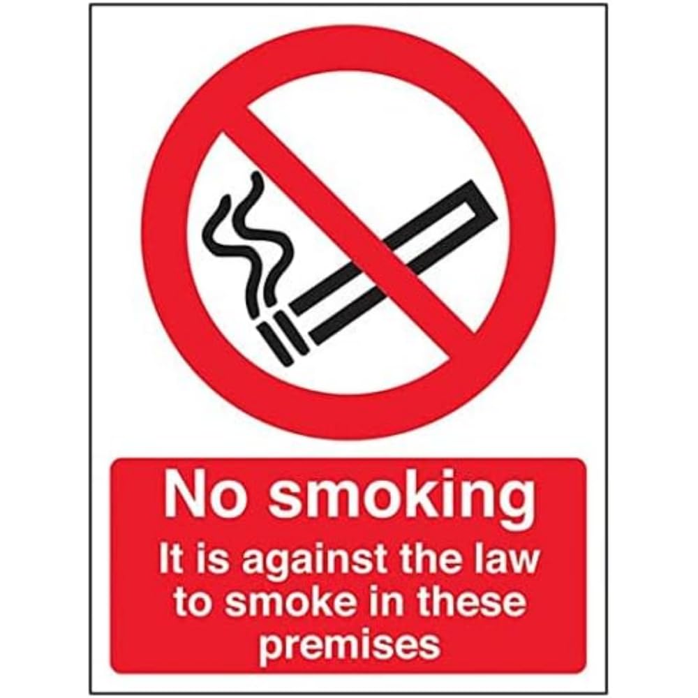V Safety Eco Friendly Prohibition No Smoking - Against Law To Smoking On This Premisis - 150 X 200mm