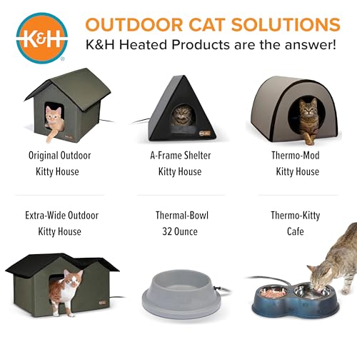 K&H PET PRODUCTS HEATED OUTDOOR CAT HOUSE FOR OUTSIDE – THERMO MOD KITTY SHELTER, INSULATED, WATERPROOF, HEATED FLOOR, WASHABLE COVER, SAFETY LISTED – SMALL 21 X 14 X 13IN TAN 20W