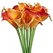 GTIDEA 20pcs Calla Lily Wedding Artificial Flowers Bouquets PU Arrangements Bride Home DIY Garden Office Decor Orange
