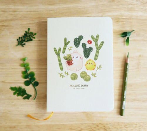 GGAMNOL Molang Diary Green Planner Scheduler Schedule Book Monthly Weekly Organizer