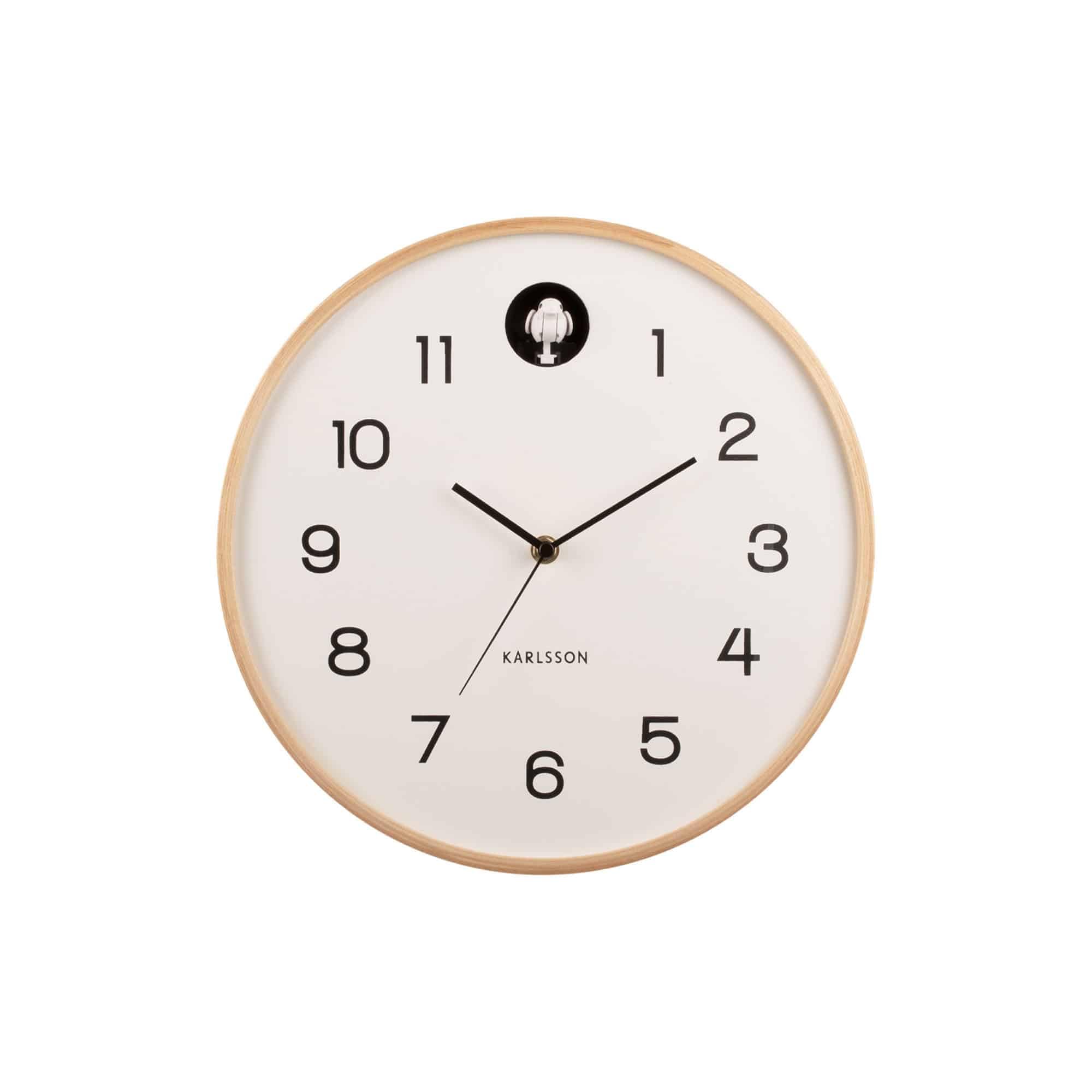 Karlsson [SA2023/12] Cuckoo Natural Birch Wood Wall Clock White