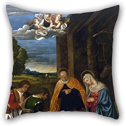 MaSoyy Oil Painting Francesco Vecellio - The Nativity With Shepherds Pillowcover Best For Him Boys Kids Boys Adults Festival Teens Boys 18 X 18 Inches / 45 By 45 Cm(both Sides)