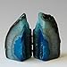 JIC Gem Teal Agate Bookends Heavy Duty Book Ends for Shelves Geode Book Ends with Rubber Bumpers for Office Décor and Home Decoration(1 Pair, 2-3 LBS)