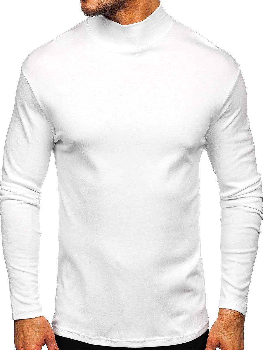 Men's Long Sleeve Mock Turtleneck T-Shirt – Basic Thermal Undershirt (Black)
