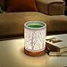 Foromans Classic Oil Wax Melts Warmer White Metal Cover Forest Design and Soild Wood Base Fragrance Candle Warmer Lamp for Home Décor
