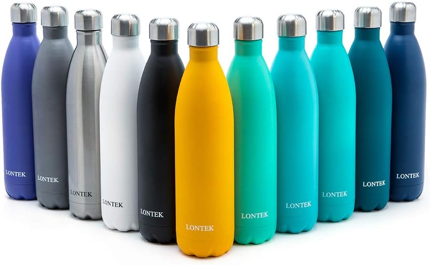 UMAY 26 Oz Stainless Steel Water Bottle Double Wall Vacuum Insulated - Reusable Flask Water Bottle Narrow Mouth with Screw Lid Leak-Proof - Keeps Drinks Cold for 24 Hours & Hot for 20 Hours, Dark Blue