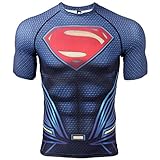 COOLMAX Raglan Short Sleeve Superman Mens Compression Shirt