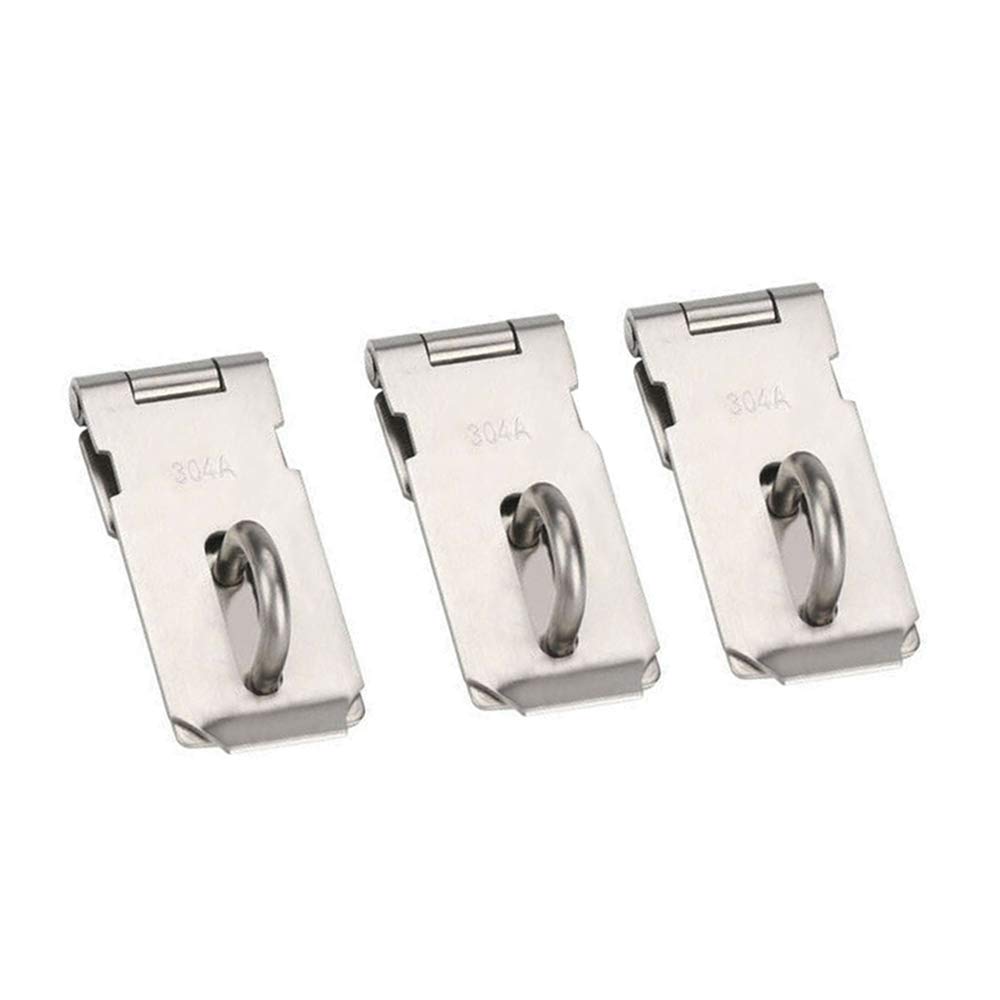 3 Sets HASP and Staple Stainess Steel Door Latch Padlock Catch Garden Shed Coop 2"